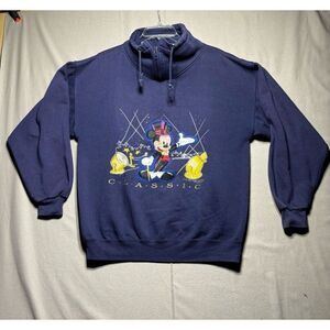 Vintage‎ Genius Disney Mickey Mouse Sweatshirt pullover Womens Large mock neck